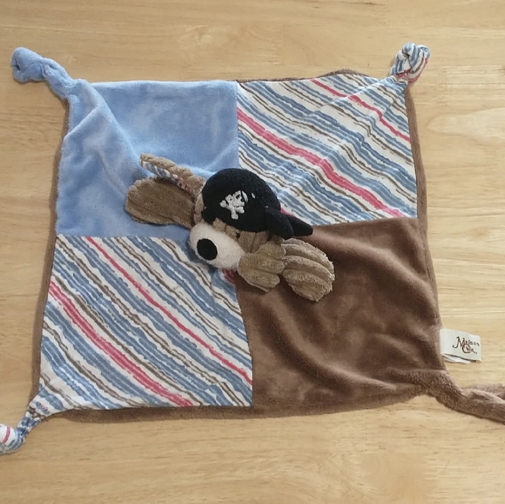 Plush Bunny Lovey Security Blanket - Blue, Brown & Multi